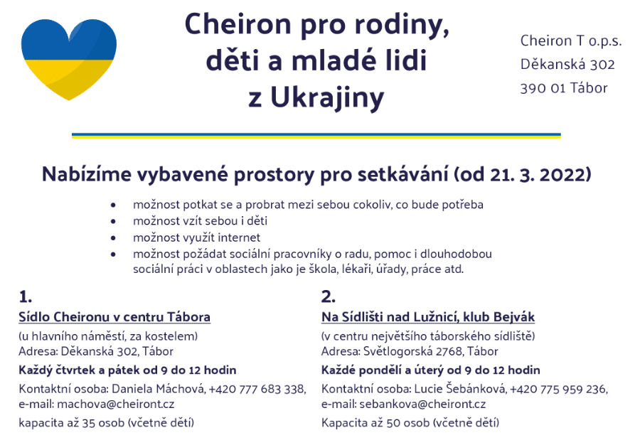 Cheiron pro rodiny, děti a&nbsp;mladé lidi z&nbsp;Ukrajiny