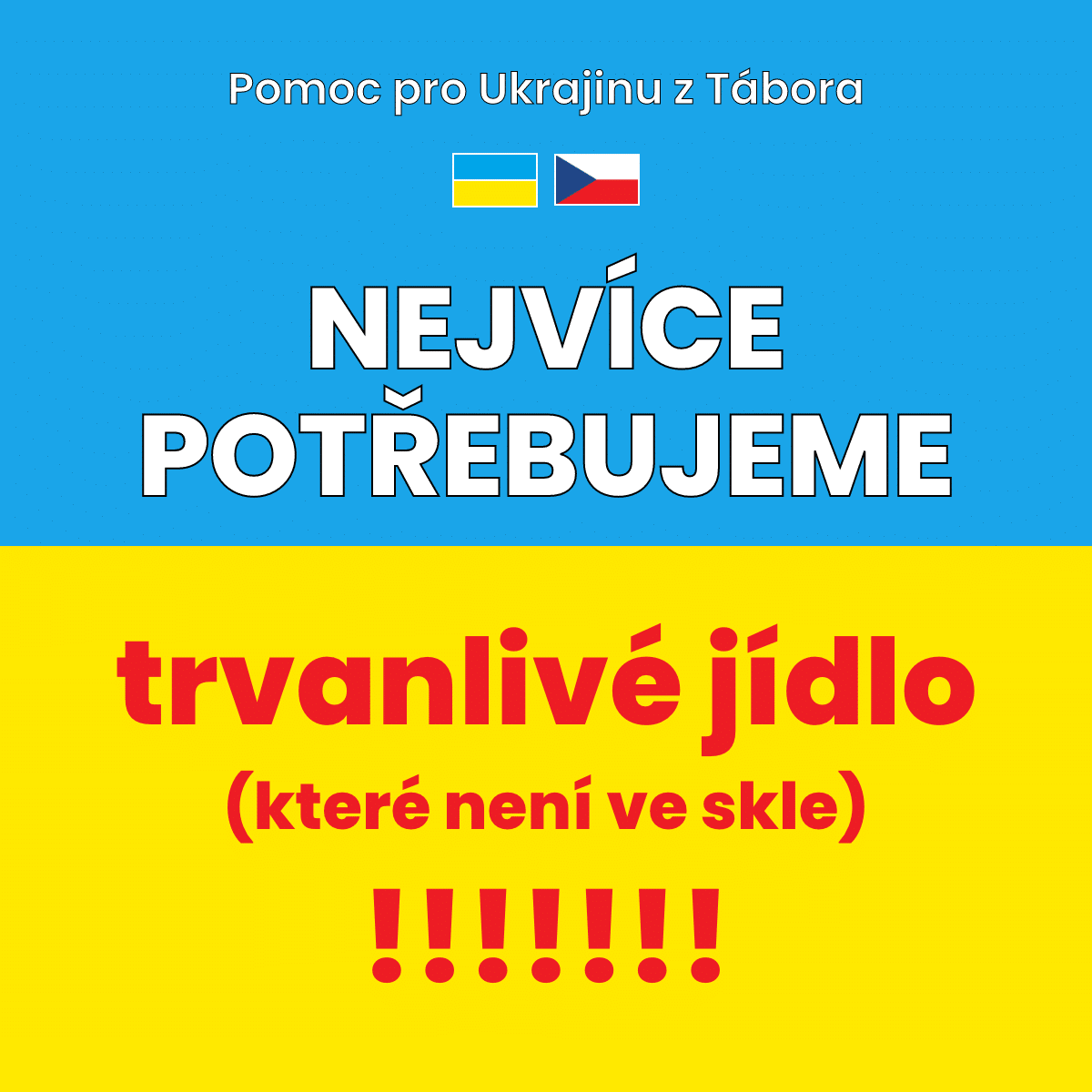 Pomoc pro Ukrajinu z Tábora - Nejvíce potřebujeme